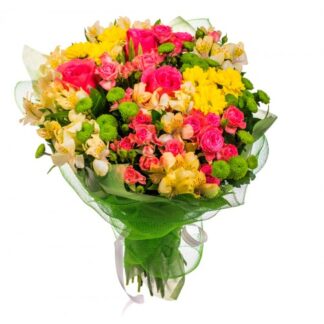 Buchet trandafiri si miniroze