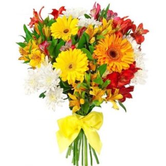Buchet gerbera si crizanteme