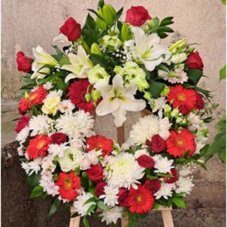 Coroana funerara crini si eustoma