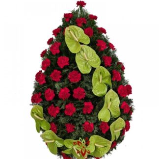 Coroana funerara garoafe si anthurium