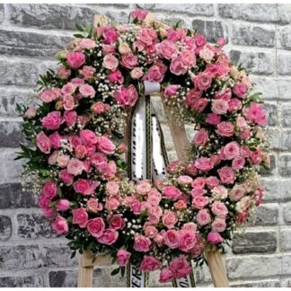 Coroana funerara miniroze roz